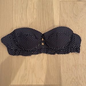 Navy Poka Dot Nautical Ruffle Bikini Top
